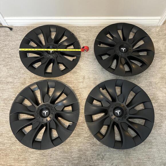 Tesla Hub Cap Wheel Cover Cap 20” Inch Rim Matte Black (set Of 4) - Picture 1 of 4